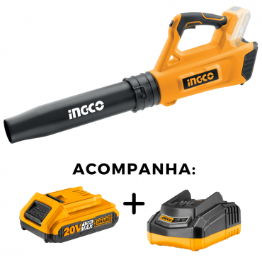 COMBO: SOPRADOR INGCO A BATERIA 20V+BATERIA+CARREGADOR