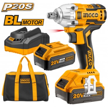 CHAVE DE IMPACTO ENCAIXE QUADRADO 1/2” INGCO À BATERIA ÍON-LÍTIO 20V