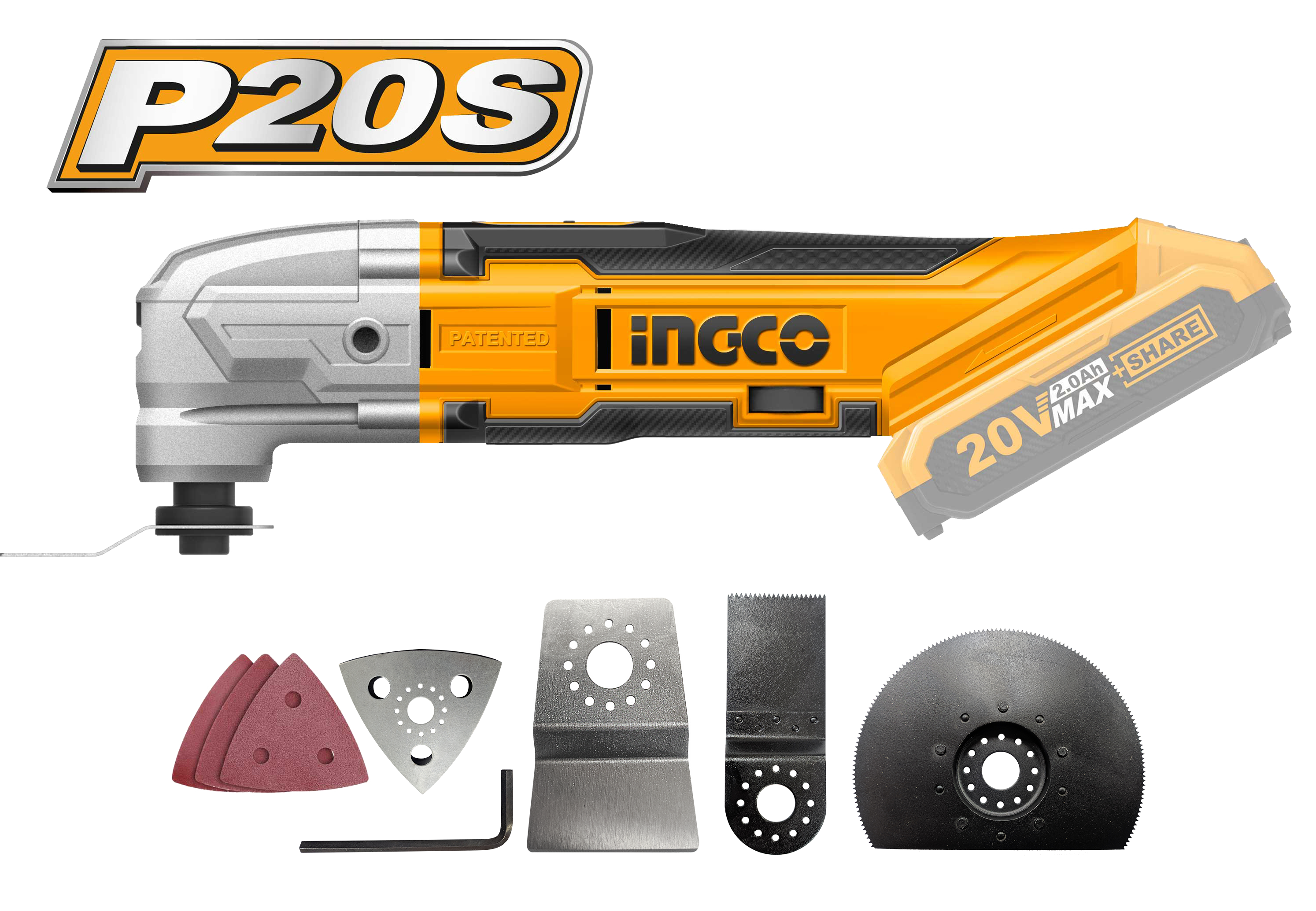 MULTIFERRAMENTA OSCILANTE INGCO À BATERIA ÍON-LÍTIO 20V