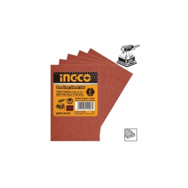 JOGO DE FOLHAS DE LIXA INGCO 145X114MM (P80 E P120) COM 5 PEÇAS REF.AKFS140102