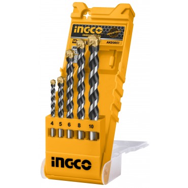JOGO DE BROCAS PARA ALVENARIA (MULTIMATERIAL) COM ESTOJO INGCO COM 5 PEÇAS