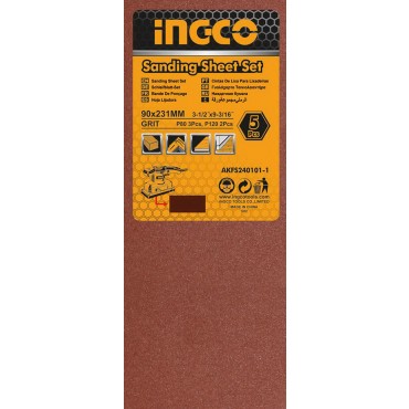 JOGO DE FOLHAS DE LIXA INGCO 90X231MM (P80 E P120) COM 5 PEÇAS REF.AKFS2401011
