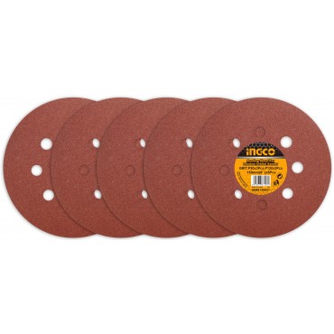 JOGO DE DISCOS DE LIXA PARA LIXADEIRA ORBITAL INGCO 150MM (P80 E P120) COM 5 PEÇAS REF.AKRS150051