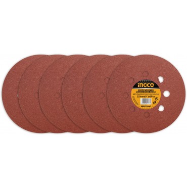 JOGO DE DISCOS DE LIXA PARA LIXADEIRA DE PAREDE INGCO 225MM (P60, P80, 120, 150, 180 E 240) COM 6 PEÇAS REF.AKRS225061