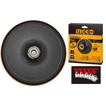 DISCO DE BORRACHA COM FLANGE PARA POLITRIZ INGCO 7” (180MM) COM VELCRO ADEQUADO PARA BOINA E LIXA