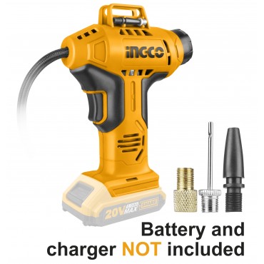 COMPRESSOR DE AR INGCO TIPO PISTOLA À BATERIA ÍON-LÍTIO 20V