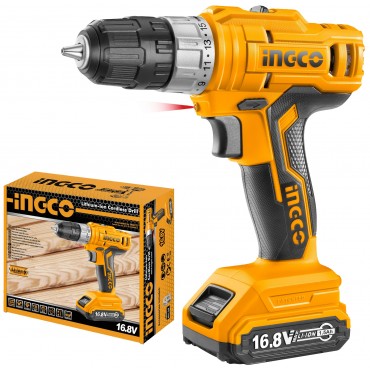 PARAFUSADEIRA E FURADEIRA INGCO À BATERIA ÍON-LÍTIO 16.8V