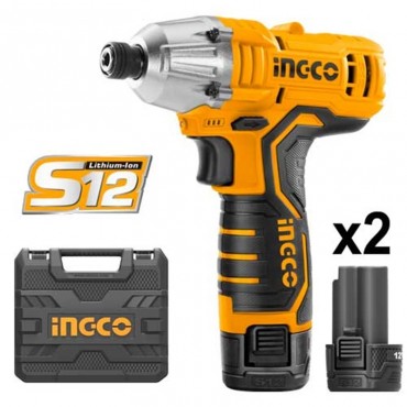 PARAFUSADEIRA DE IMPACTO ENCAIXE SEXTAVADO 1/4” INGCO À BATERIA PALITO ÍON-LÍTIO 12V