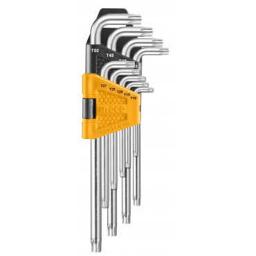 JOGO DE CHAVES TORX INGCO T10 A T50 COM 9 PEÇAS HHK13091