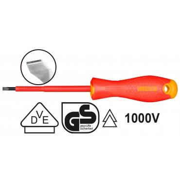 CHAVE DE FENDA ISOLADA INGCO SL6.5 - 1/4x6” (6,5mmx150mm) REF.HISD816150