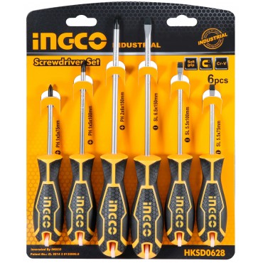JOGO DE CHAVES DE FENDA E PHILIPS INGCO COM 6 PEÇAS HKSD0628