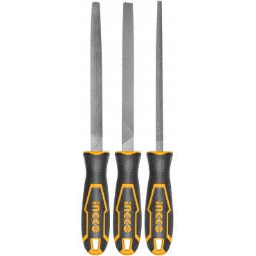 JOGO DE LIMAS MURÇA PICADO DUPLO INGCO 8” (200MM) COM 3 PEÇAS (CHATA, MEIA-CANA E REDONDA) REF.HKTFS1308
