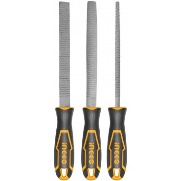 JOGO DE LIMAS GROSAS INGCO 8” (200MM) COM 3 PEÇAS (CHATA, MEIA-CANA E REDONDA) REF.HKTFW0308
