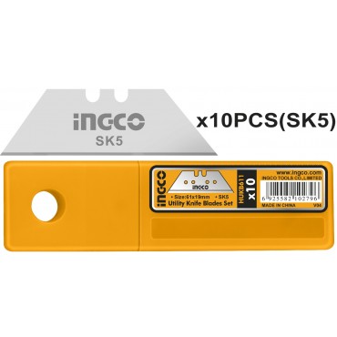 JOGO DE LÂMINAS TRAPEZOIDAIS PARA ESTILETE INGCO 61X19MM - 10 PEÇAS REF.HUKB611