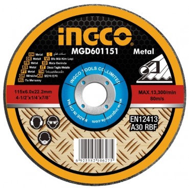 DISCO DE DESBASTE PARA METAL 4.1/2” (115mm) INGCO