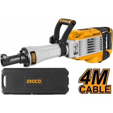 MARTELO DEMOLIDOR INGCO 50J 1700W COM SISTEMA ANTI-VIBRAÇÃO ENCAIXE HEX 30MM 220V